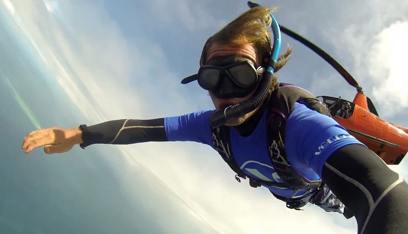 Video Skydiver with Scuba Gear Plunges into Water ActionHub
